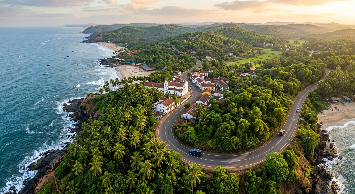 Scenic Winding Road Drive in Goa